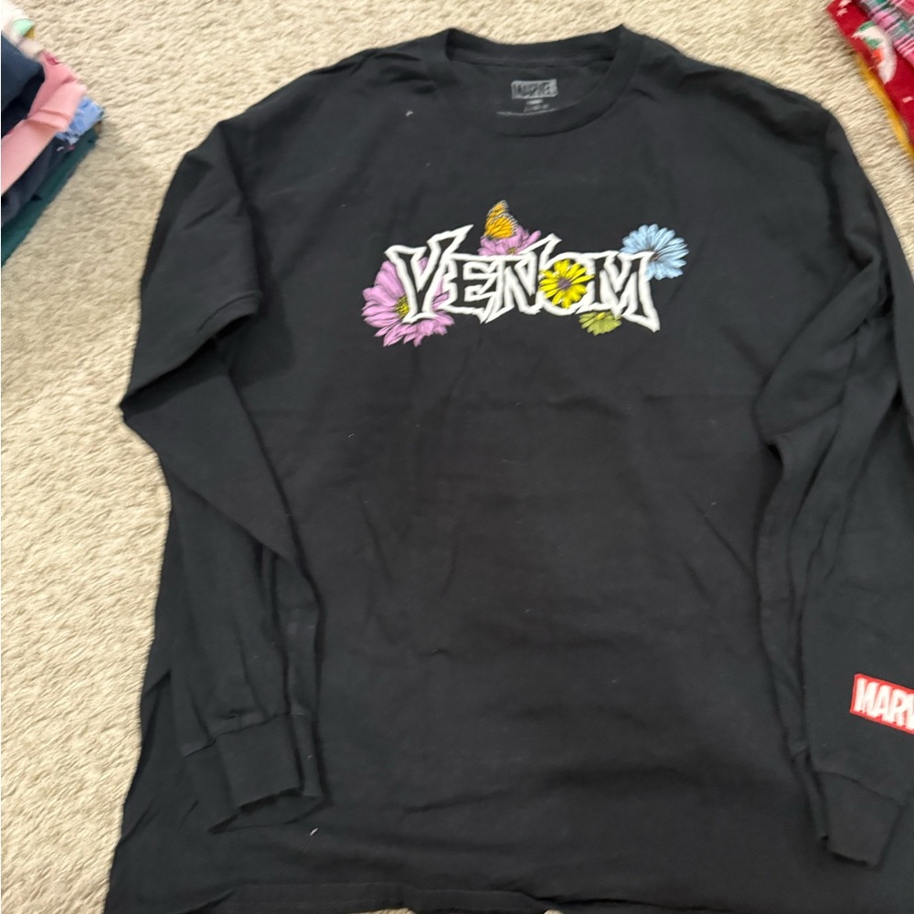 Marvel Venom Black Shirt with Floral Accents